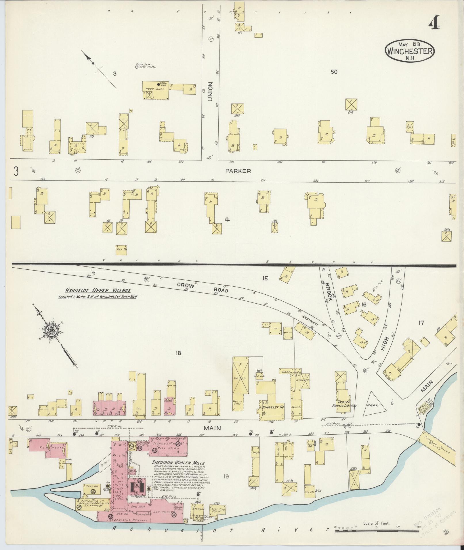 Sanborn Fire Insurance Map from Winchester, Cheshire County, New Hampshire (1913), Sheet #0004 - Complete Map Set gallery image, historic Sanborn map, vintage wall art, New Hampshire New Hampshire