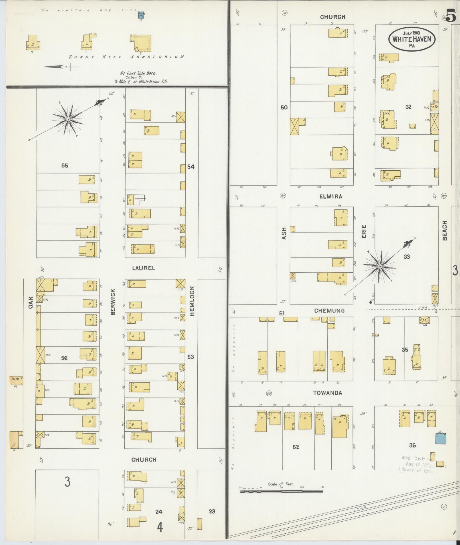 Sanborn Fire Insurance Map from White Haven, Luzerne County, Pennsylvania (1903), Sheet #0005 - Historic Sanborn Fire Insurance Map Print, vintage old map wall art, antique decor, genealogy gift, Pennsylvania Pennsylvania map