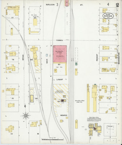 Sanborn Fire Insurance Map from Bryan, Brazos County, Texas (1901), Sheet #0002 - Complete Map Set gallery image, historic Sanborn map, vintage wall art, Texas Texas