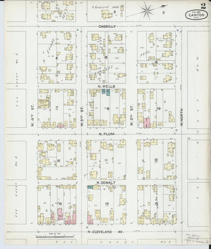 Sanborn Fire Insurance Map from Canton, Stark County, Ohio (1891), Sheet #0002 - Historic Sanborn Fire Insurance Map Print, vintage old map wall art, antique decor, genealogy gift, Ohio Ohio map