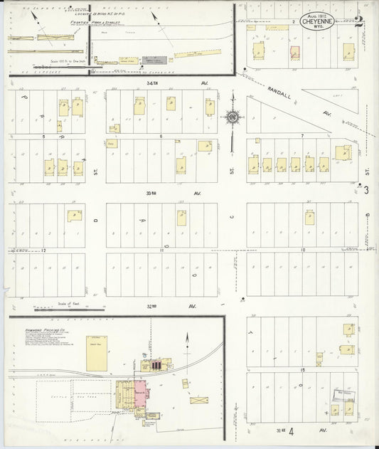 Sanborn Fire Insurance Map from Cheyenne, Laramie County, Wyoming (1912), Sheet #0002 - Historic Sanborn Fire Insurance Map Print, vintage old map wall art, antique decor, genealogy gift, Wyoming Wyoming map