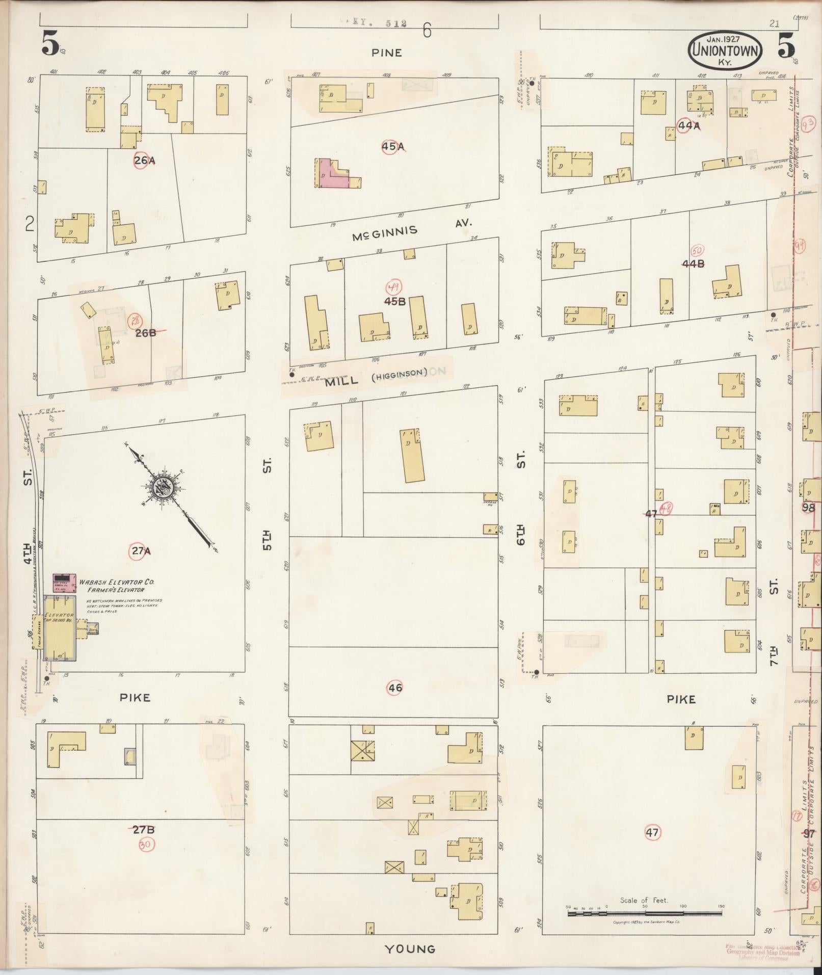 Sanborn Fire Insurance Map from Uniontown, Union County, Kentucky (1939), Sheet #0005 - Historic Sanborn Fire Insurance Map Print, vintage old map wall art, antique decor, genealogy gift, Kentucky Kentucky map