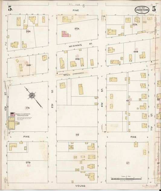 Sanborn Fire Insurance Map from Uniontown, Union County, Kentucky (1939), Sheet #0005 - Historic Sanborn Fire Insurance Map Print, vintage old map wall art, antique decor, genealogy gift, Kentucky Kentucky map