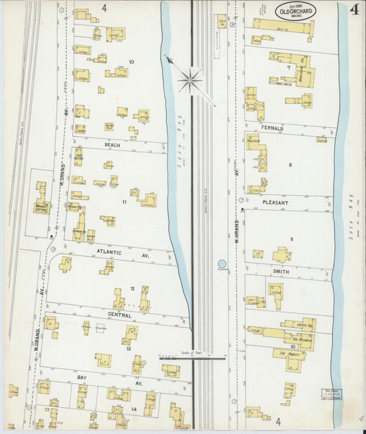 Sanborn Fire Insurance Map from Old Orchard, York County, Maine (1899), Sheet #0004 - Historic Sanborn Fire Insurance Map Print, vintage old map wall art, antique decor, genealogy gift, Maine Maine map