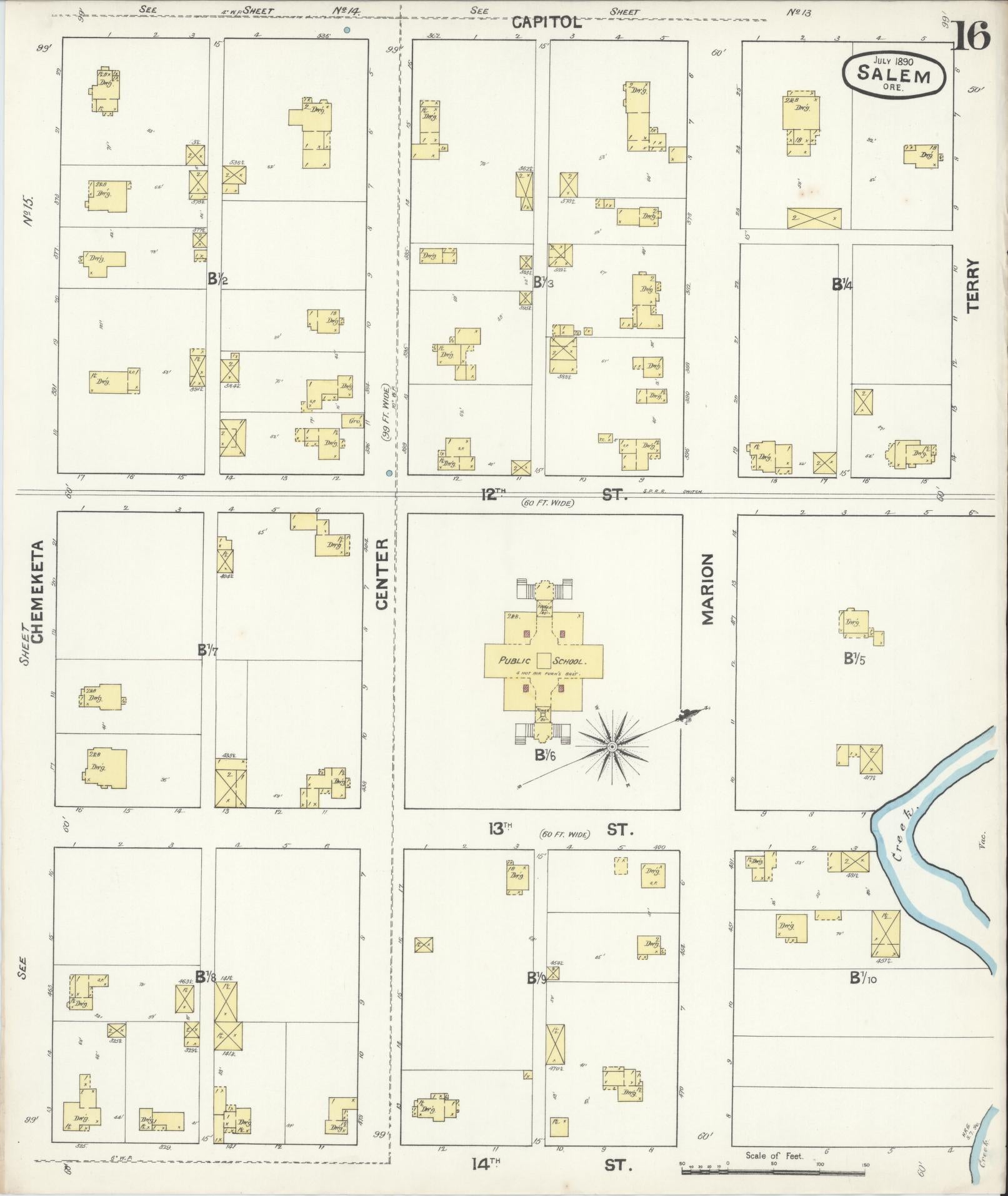 Sanborn Fire Insurance Map from Salem, Marion County, Oregon (1890), Sheet #0016 - Complete Map Set gallery image, historic Sanborn map, vintage wall art, Oregon Oregon