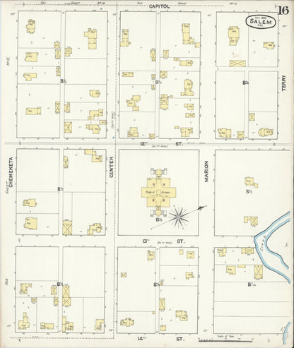 Sanborn Fire Insurance Map from Salem, Marion County, Oregon (1890), Sheet #0016 - Complete Map Set gallery image, historic Sanborn map, vintage wall art, Oregon Oregon