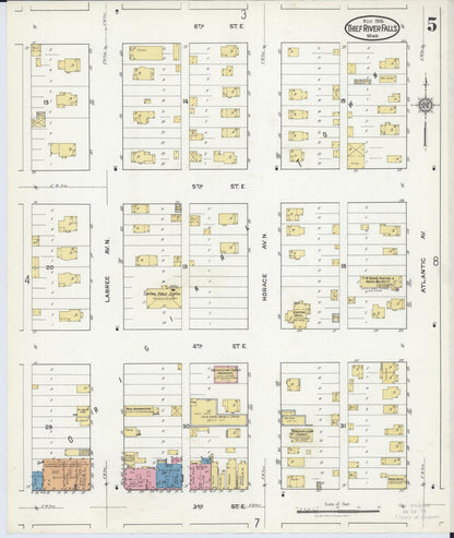 Sanborn Fire Insurance Map from Thief River Falls, Pennington County, Minnesota (1916), Sheet #0005 - Complete Map Set gallery image, historic Sanborn map, vintage wall art, Minnesota Minnesota