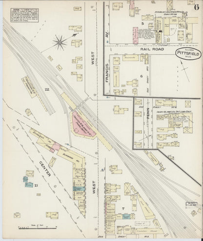 Sanborn Fire Insurance Map from Pittsfield, Berkshire County, Massachusetts (1884), Sheet #0006 - Complete Map Set gallery image, historic Sanborn map, vintage wall art, Massachusetts Massachusetts