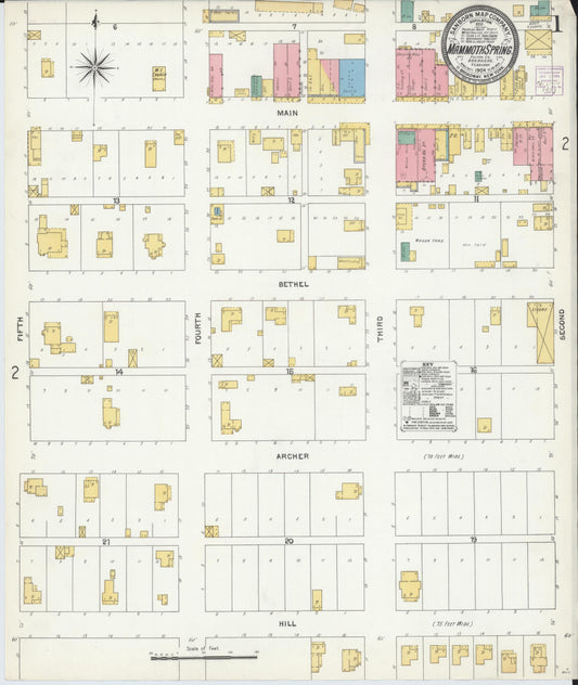 Sanborn Fire Insurance Map from Mammoth Spring, Fulton County, Arkansas (1904), Sheet #0001 - Historic Sanborn Fire Insurance Map Print, vintage old map wall art, antique decor, genealogy gift, Arkansas Arkansas map