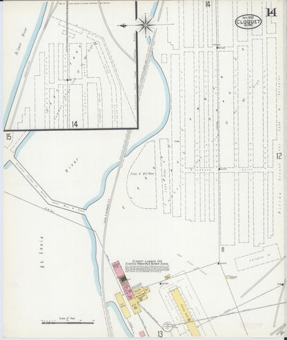 Sanborn Fire Insurance Map from Cloquet, Carlton County, Minnesota (1905), Sheet #0014 - Complete Map Set gallery image, historic Sanborn map, vintage wall art, Minnesota Minnesota