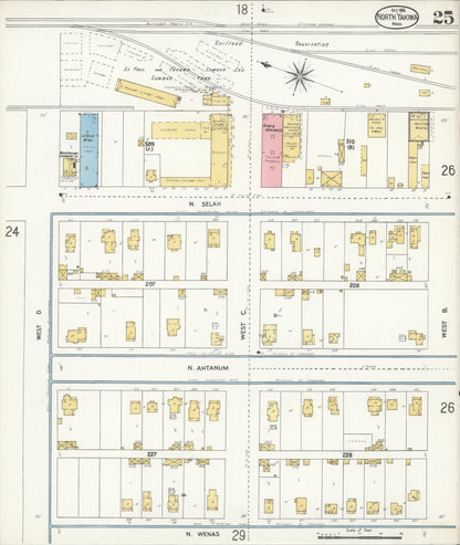 Sanborn Fire Insurance Map from North Yakima, Yakima County, Washington (1905), Sheet #0025 - Complete Map Set gallery image, historic Sanborn map, vintage wall art, Washington Washington