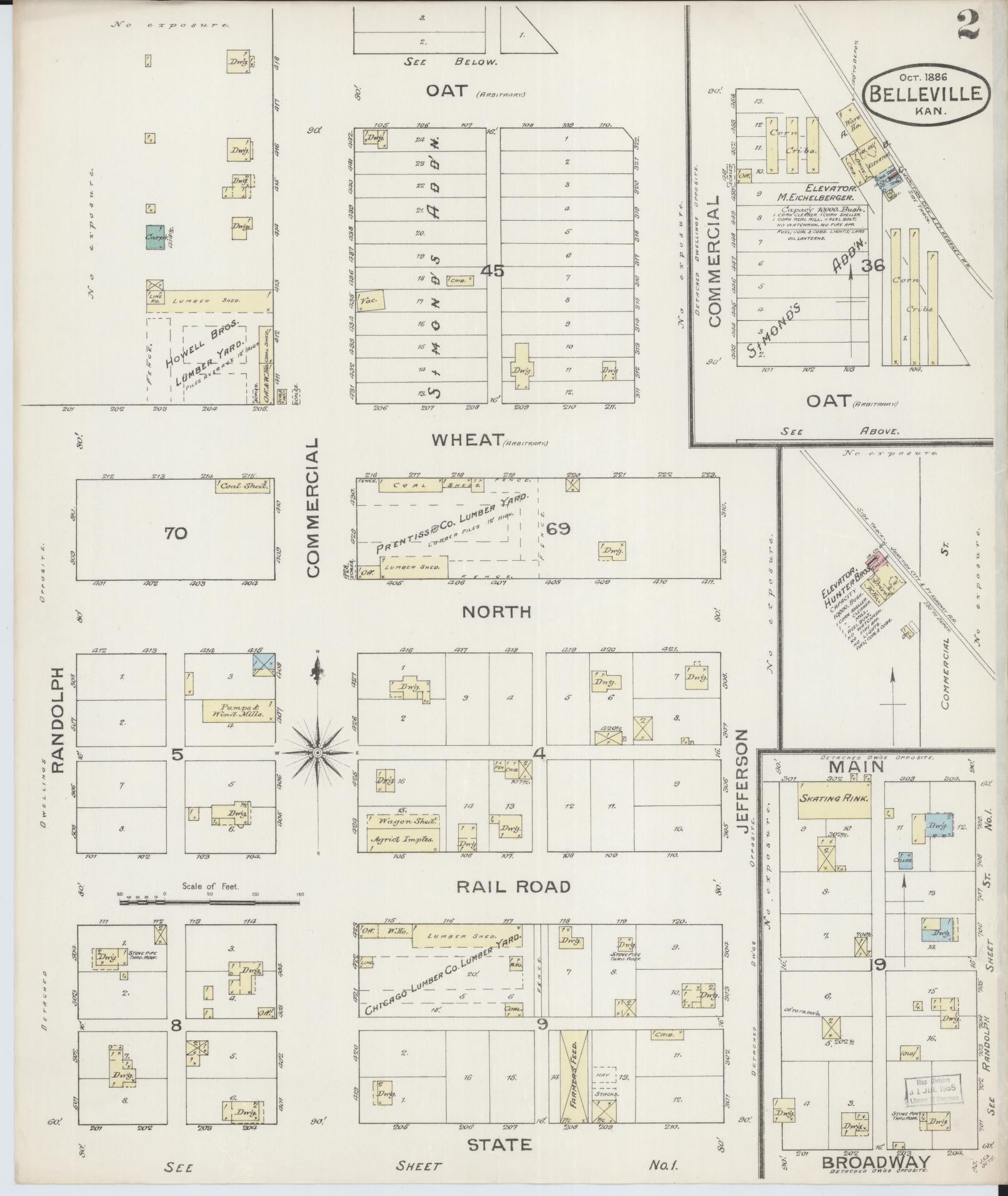 Sanborn Fire Insurance Map from Belleville, Republic County, Kansas (1886), Sheet #0002 - Historic Sanborn Fire Insurance Map Print, vintage old map wall art, antique decor, genealogy gift, Kansas Kansas map