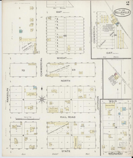 Sanborn Fire Insurance Map from Belleville, Republic County, Kansas (1886), Sheet #0002 - Historic Sanborn Fire Insurance Map Print, vintage old map wall art, antique decor, genealogy gift, Kansas Kansas map