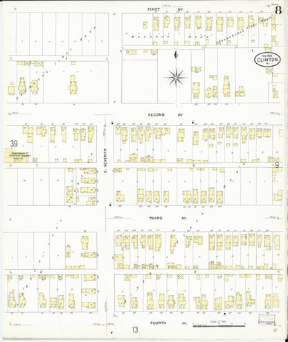 Sanborn Fire Insurance Map from Clinton, Clinton County, Iowa (1909), Sheet #0008 - Historic Sanborn Fire Insurance Map Print