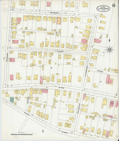 Sanborn Fire Insurance Map from Clarksburg, Harrison County, West Virginia (1905), Sheet #0006 - Complete Map Set gallery image, historic Sanborn map, vintage wall art, West Virginia West Virginia