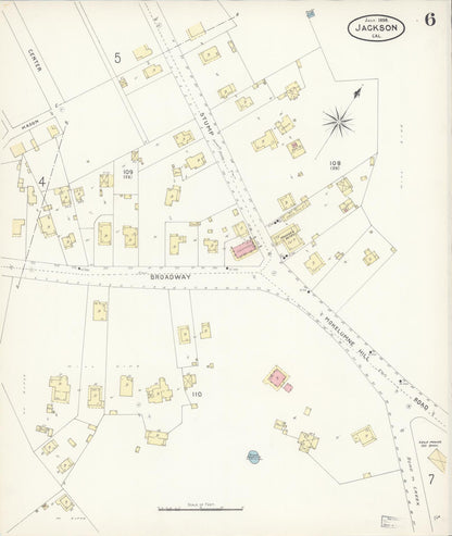 Sanborn Fire Insurance Map from Jackson, Amador County, California (1898), Sheet #0006 - Complete Map Set gallery image, historic Sanborn map, vintage wall art, California California