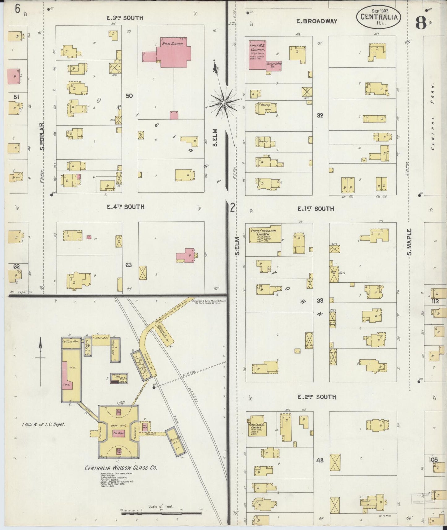 Sanborn Fire Insurance Map from Centralia, Marion, Clinton, Jefferson, and Washington Counties, Illinois (1902), Sheet #0008 - Historic Sanborn Fire Insurance Map Print, vintage old map wall art, antique decor, genealogy gift, Illinois Illinois map