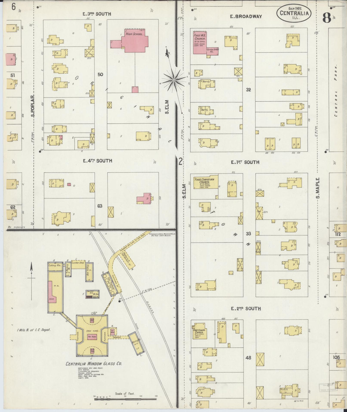 Sanborn Fire Insurance Map from Centralia, Marion, Clinton, Jefferson, and Washington Counties, Illinois (1902), Sheet #0008 - Historic Sanborn Fire Insurance Map Print, vintage old map wall art, antique decor, genealogy gift, Illinois Illinois map