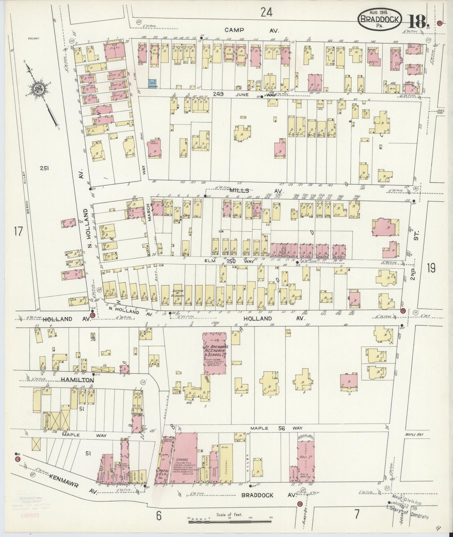 Sanborn Fire Insurance Map from Braddock, Allegheny County, Pennsylvania (1914), Sheet #0018 - Complete Map Set gallery image, historic Sanborn map, vintage wall art, Pennsylvania Pennsylvania