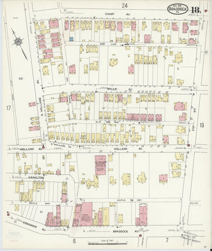 Sanborn Fire Insurance Map from Braddock, Allegheny County, Pennsylvania (1914), Sheet #0018 - Complete Map Set gallery image, historic Sanborn map, vintage wall art, Pennsylvania Pennsylvania