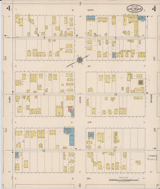 Sanborn Fire Insurance Map from Las Vegas, Clark County, Nevada (1923), Sheet #0004 - Historic Sanborn Fire Insurance Map Print, vintage old map wall art, antique decor, genealogy gift, Nevada Nevada map