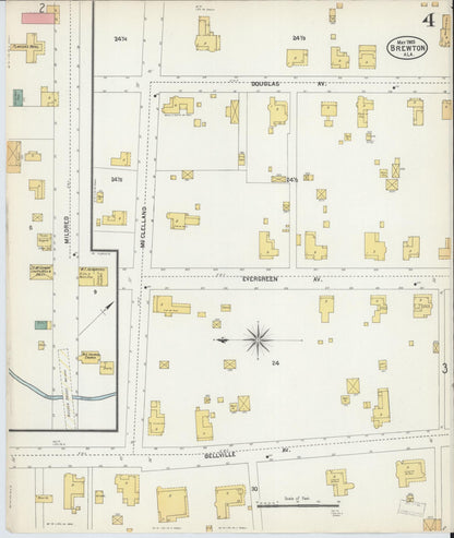 Sanborn Fire Insurance Map from Brewton, Escambia County, Alabama (1903), Sheet #0004 - Complete Map Set gallery image, historic Sanborn map, vintage wall art, Alabama Alabama