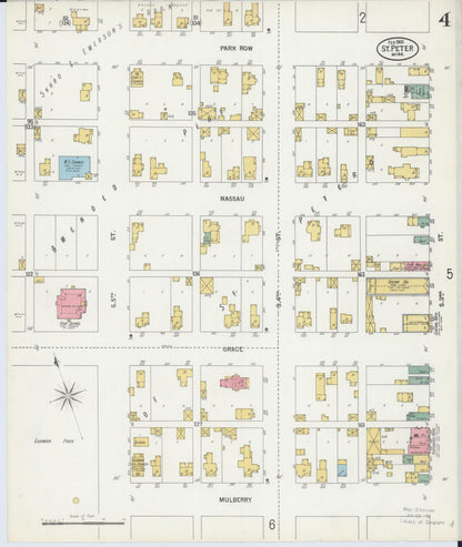 Sanborn Fire Insurance Map from Saint Peter, Nicollet County, Minnesota (1900), Sheet #0004 - Historic Sanborn Fire Insurance Map Print, vintage old map wall art, antique decor, genealogy gift, Minnesota Minnesota map