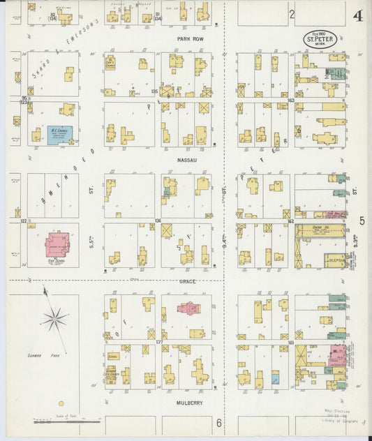 Sanborn Fire Insurance Map from Saint Peter, Nicollet County, Minnesota (1900), Sheet #0004 - Historic Sanborn Fire Insurance Map Print, vintage old map wall art, antique decor, genealogy gift, Minnesota Minnesota map