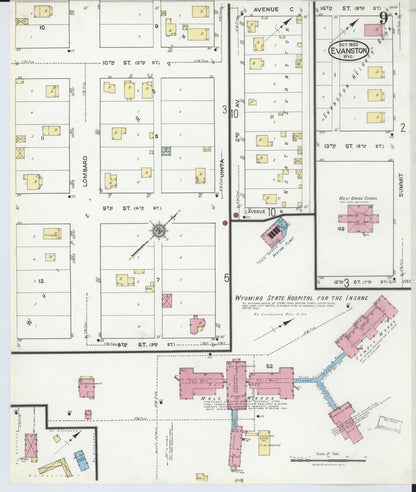 Sanborn Fire Insurance Map from Evanston, Uinta County, Wyoming (1920), Sheet #0009 - Complete Map Set gallery image, historic Sanborn map, vintage wall art, Wyoming Wyoming