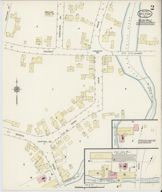 Sanborn Fire Insurance Map from Milton, Strafford County, New Hampshire (1914), Sheet #0002 - Historic Sanborn Fire Insurance Map Print, vintage old map wall art, antique decor, genealogy gift, New Hampshire New Hampshire map