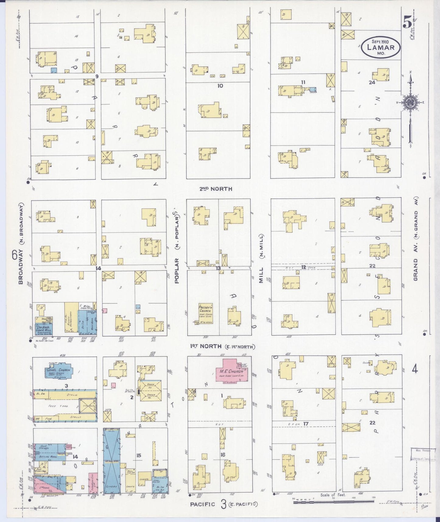 Sanborn Fire Insurance Map from Lamar, Barton County, Missouri (1910), Sheet #0005 - Complete Map Set gallery image, historic Sanborn map, vintage wall art, Missouri Missouri