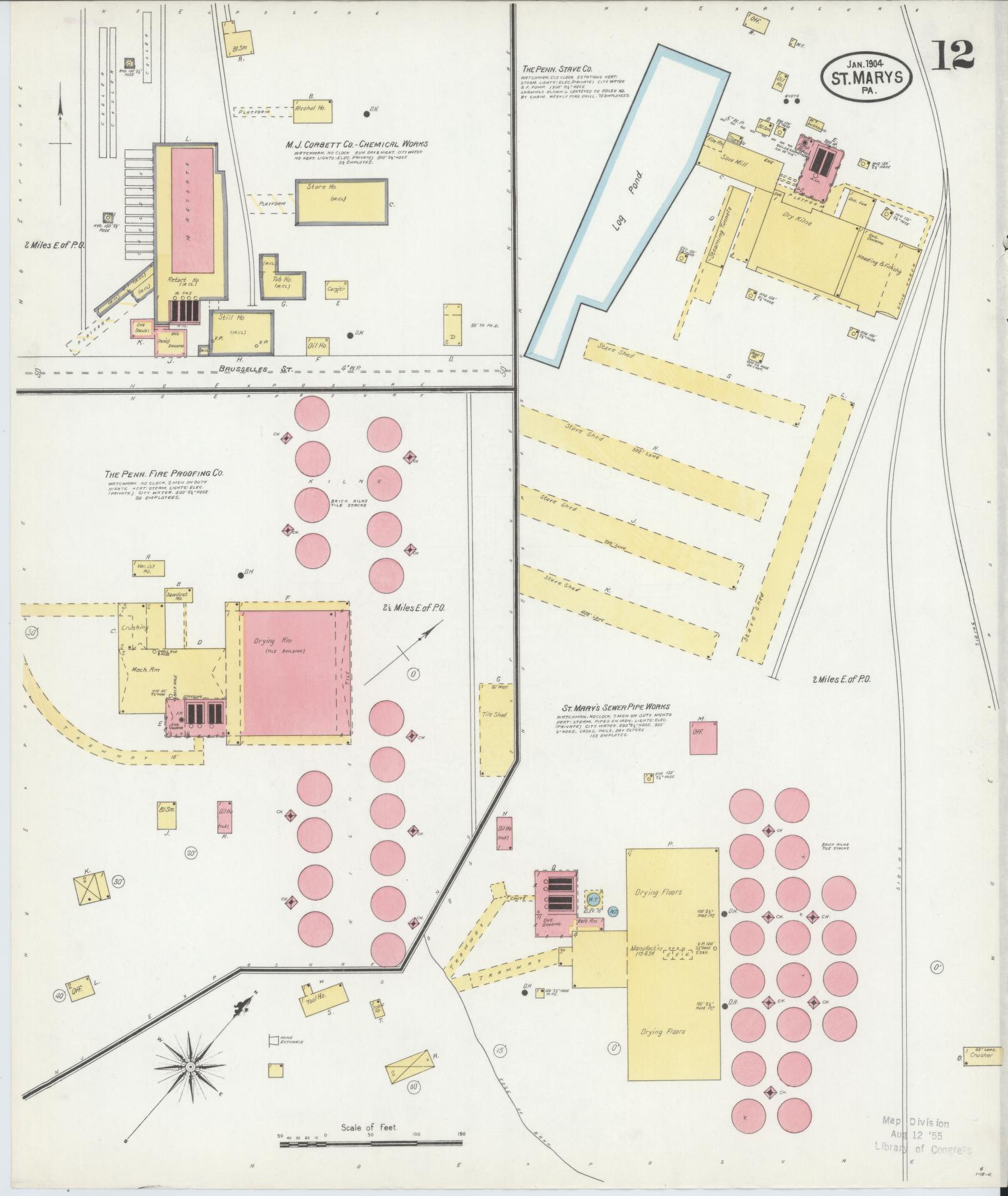 Sanborn Fire Insurance Map from Saint Marys, Elk County, Pennsylvania (1904), Sheet #0012 - Complete Map Set gallery image, historic Sanborn map, vintage wall art, Pennsylvania Pennsylvania