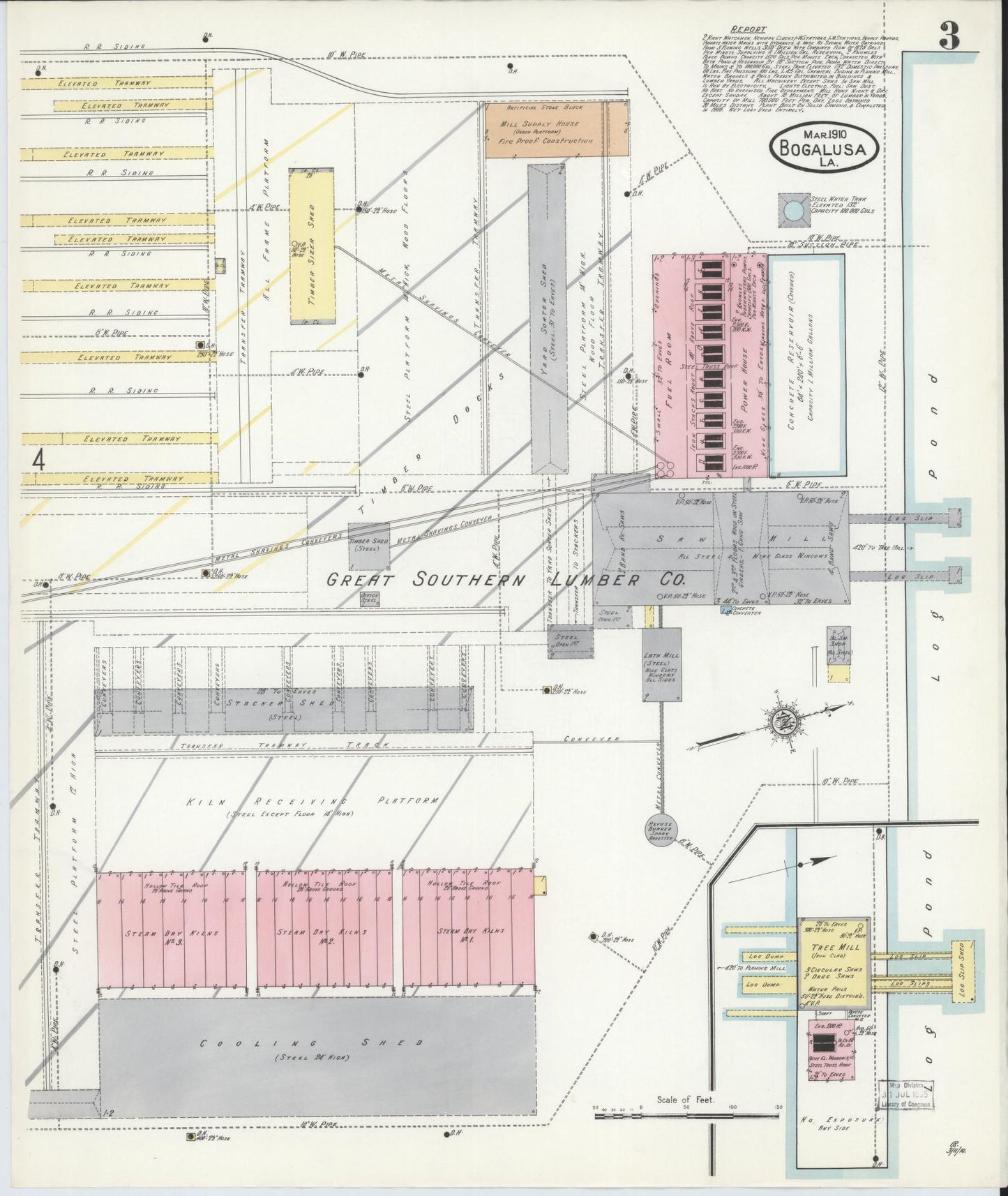 Sanborn Fire Insurance Map from Bogalusa, Washington Parish, Louisiana (1910), Sheet #0003 - Complete Map Set gallery image, historic Sanborn map, vintage wall art, Louisiana Louisiana