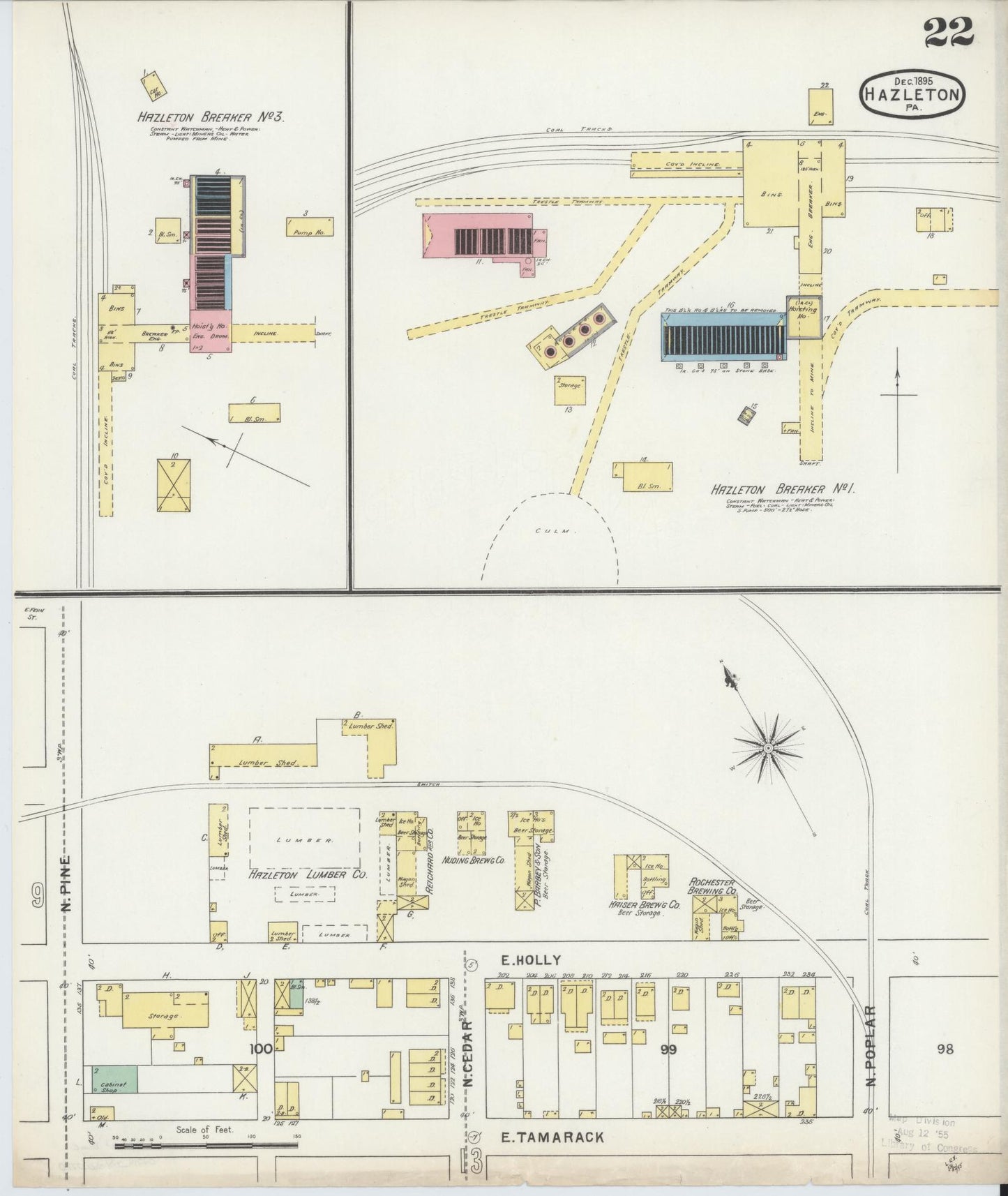 Sanborn Fire Insurance Map from Hazleton, Luzerne County, Pennsylvania (1895), Sheet #0022 - Historic Sanborn Fire Insurance Map Print, vintage old map wall art, antique decor, genealogy gift, Pennsylvania Pennsylvania map