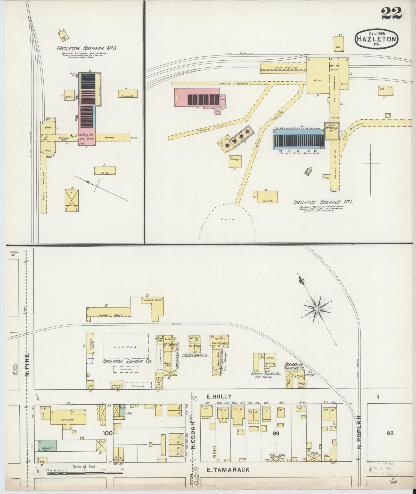 Sanborn Fire Insurance Map from Hazleton, Luzerne County, Pennsylvania (1895), Sheet #0022 - Historic Sanborn Fire Insurance Map Print, vintage old map wall art, antique decor, genealogy gift, Pennsylvania Pennsylvania map