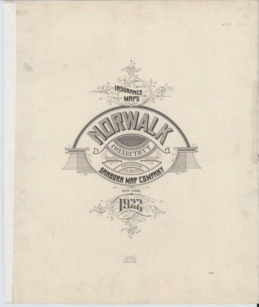 Sanborn Fire Insurance Map from Norwalk, Fairfield County, Connecticut (1922), Sheet #0001 - Historic Sanborn Fire Insurance Map Print, vintage old map wall art, antique decor, genealogy gift, Connecticut Connecticut map