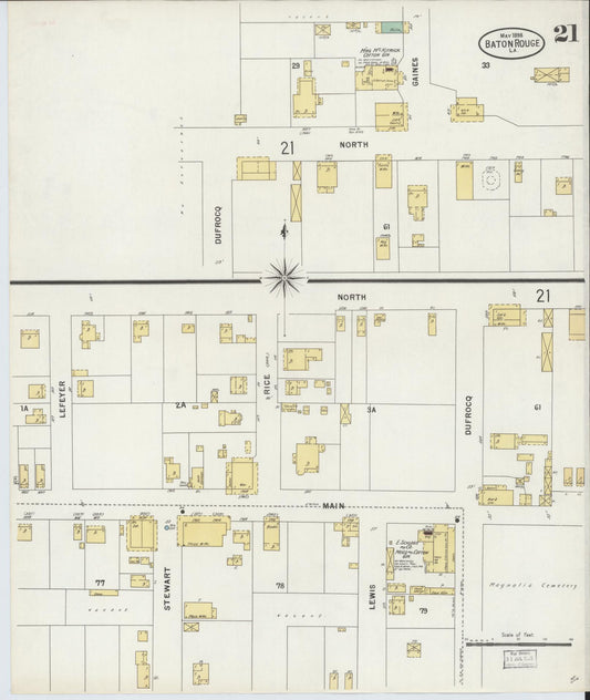Sanborn Fire Insurance Map from Baton Rouge, East Baton Rouge Parish, Louisiana (1898), Sheet #0021 - Historic Sanborn Fire Insurance Map Print, vintage old map wall art, antique decor, genealogy gift, Louisiana Louisiana map