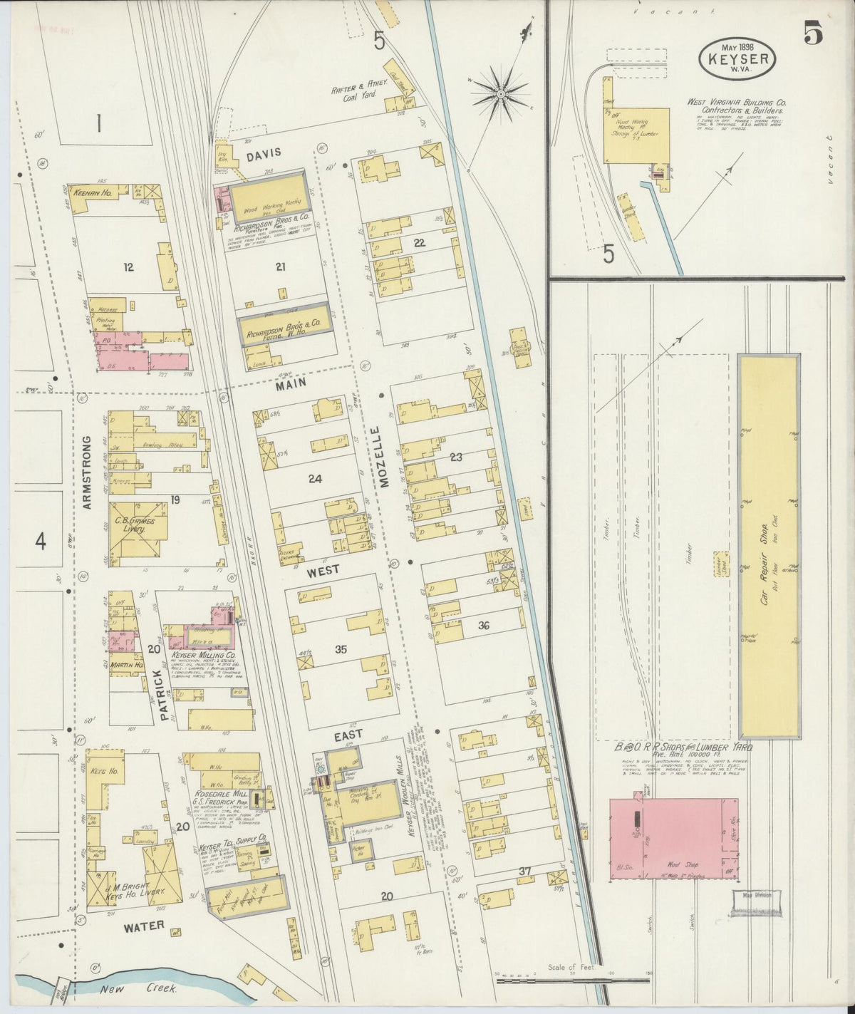 Sanborn Fire Insurance Map from Keyser, Mineral County, West Virginia (1898), Sheet #0005 - Complete Map Set gallery image, historic Sanborn map, vintage wall art, West Virginia West Virginia
