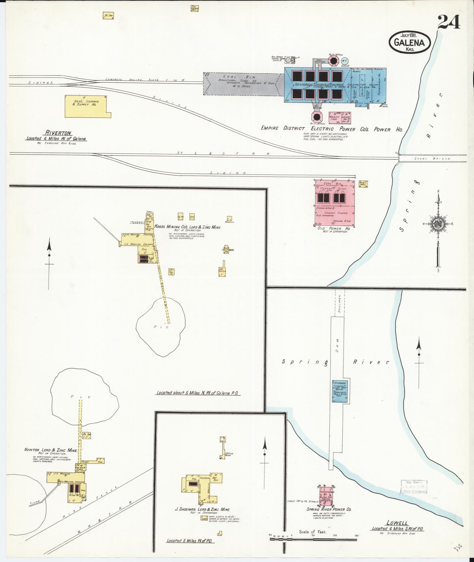 Sanborn Fire Insurance Map from Galena, Cherokee County, Kansas (1911), Sheet #0024 - Historic Sanborn Fire Insurance Map Print, vintage old map wall art, antique decor, genealogy gift, Kansas Kansas map