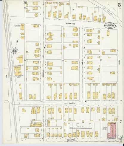 Sanborn Fire Insurance Map from Newark, Licking County, Ohio (1905), Sheet #0003 - Historic Sanborn Fire Insurance Map Print, vintage old map wall art, antique decor, genealogy gift, Ohio Ohio map