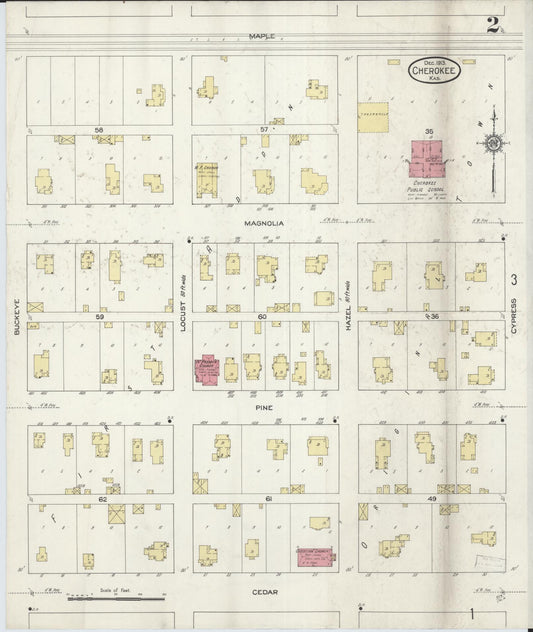 Sanborn Fire Insurance Map from Cherokee, Crawford County, Kansas (1913), Sheet #0002 - Historic Sanborn Fire Insurance Map Print, vintage old map wall art, antique decor, genealogy gift, Kansas Kansas map