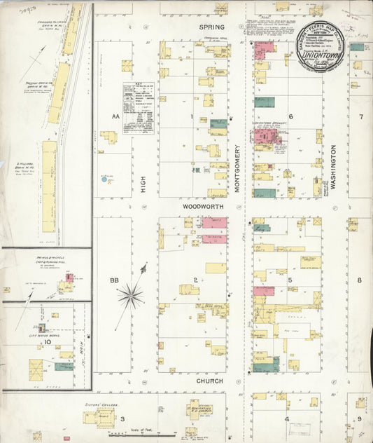 Sanborn Fire Insurance Map from Uniontown, Whitman County, Washington (1896), Sheet #0001 - Historic Sanborn Fire Insurance Map Print, vintage old map wall art, antique decor, genealogy gift, Washington Washington map