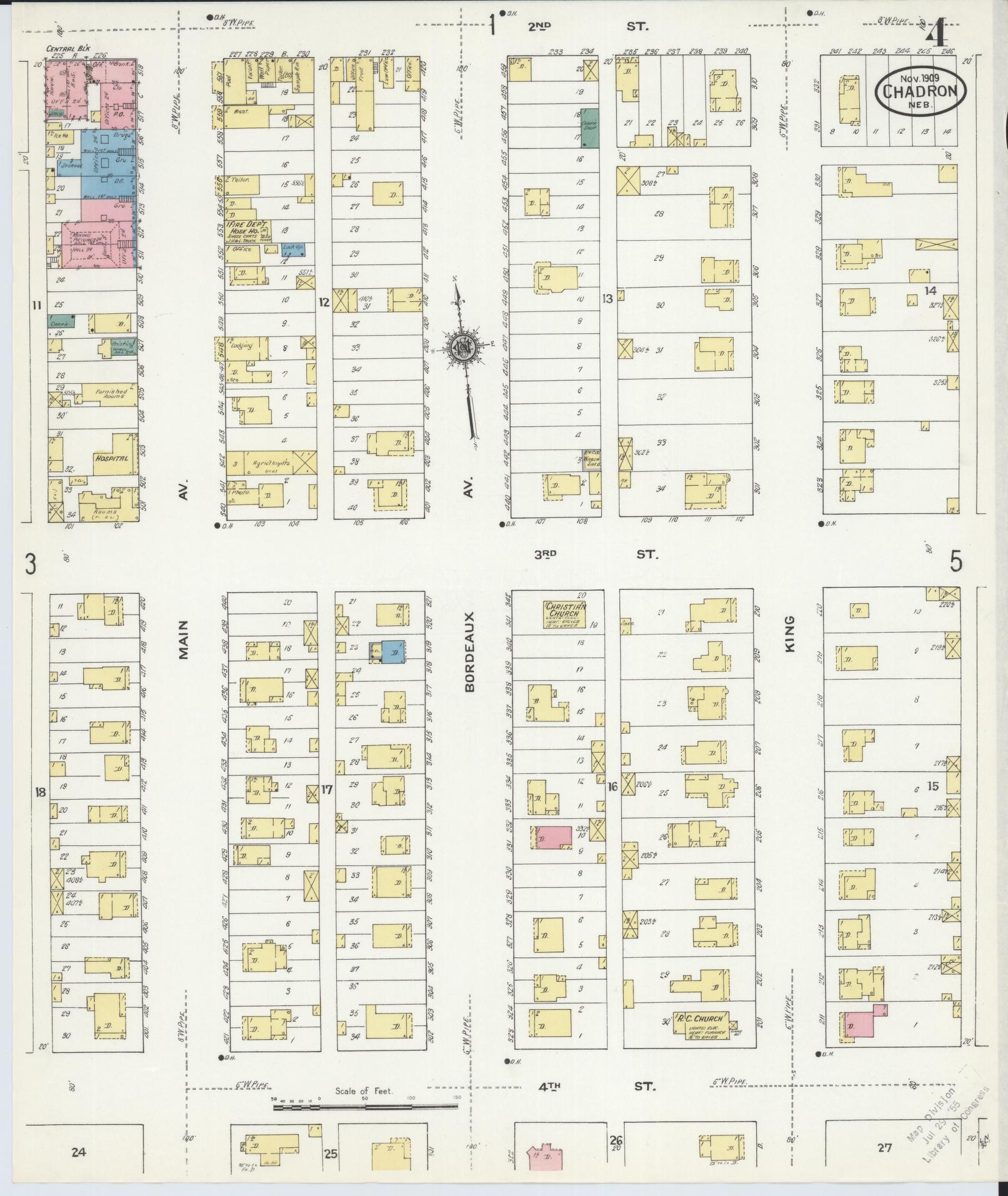 Sanborn Fire Insurance Map from Chadron, Dawes County, Nebraska (1909), Sheet #0004 - Complete Map Set gallery image, historic Sanborn map, vintage wall art, Nebraska Nebraska