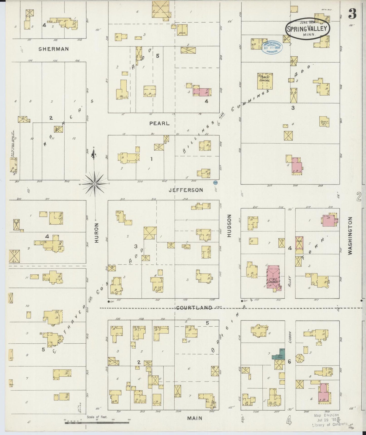 Sanborn Fire Insurance Map from Spring Valley, Fillmore County, Minnesota (1894), Sheet #0003 - Historic Sanborn Fire Insurance Map Print, vintage old map wall art, antique decor, genealogy gift, Minnesota Minnesota map