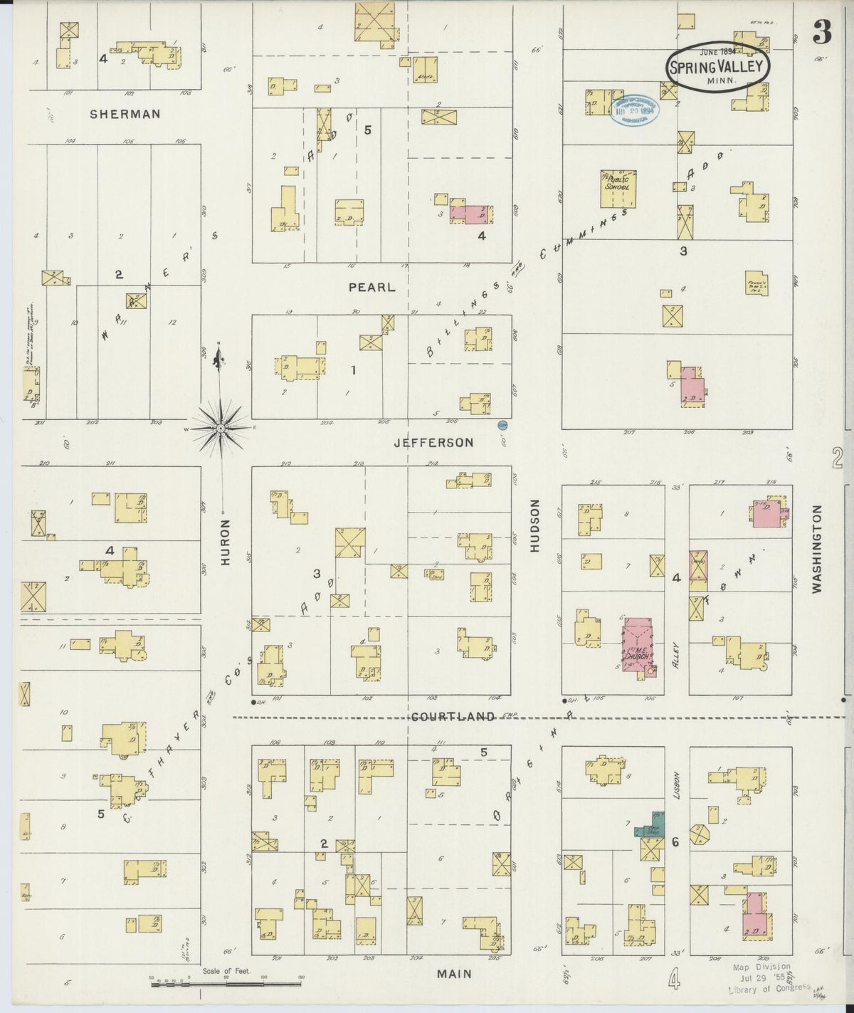 Sanborn Fire Insurance Map from Spring Valley, Fillmore County, Minnesota (1894), Sheet #0003 - Historic Sanborn Fire Insurance Map Print, vintage old map wall art, antique decor, genealogy gift, Minnesota Minnesota map