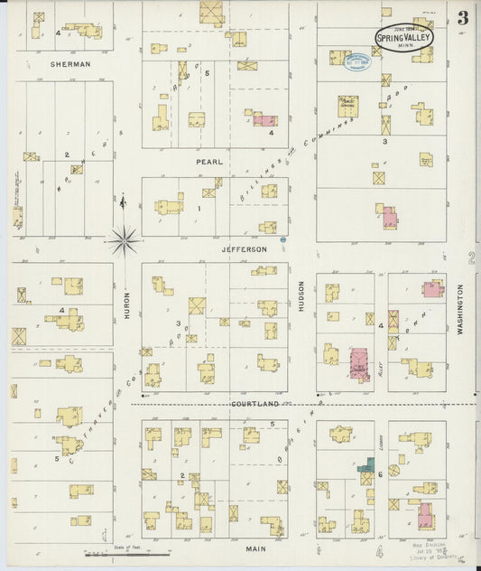 Sanborn Fire Insurance Map from Spring Valley, Fillmore County, Minnesota (1894), Sheet #0003 - Historic Sanborn Fire Insurance Map Print, vintage old map wall art, antique decor, genealogy gift, Minnesota Minnesota map