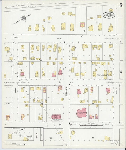 Sanborn Fire Insurance Map from Le Sueur, Le Sueur County, Minnesota (1911), Sheet #0005 - Historic Sanborn Fire Insurance Map Print, vintage old map wall art, antique decor, genealogy gift, Minnesota Minnesota map