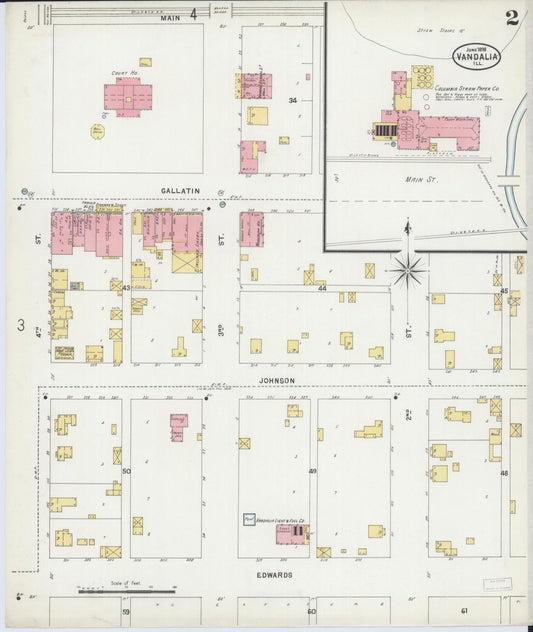 Sanborn Fire Insurance Map from Vandalia, Fayette County, Illinois (1898), Sheet #0002 - Historic Sanborn Fire Insurance Map Print, vintage old map wall art, antique decor, genealogy gift, Illinois Illinois map