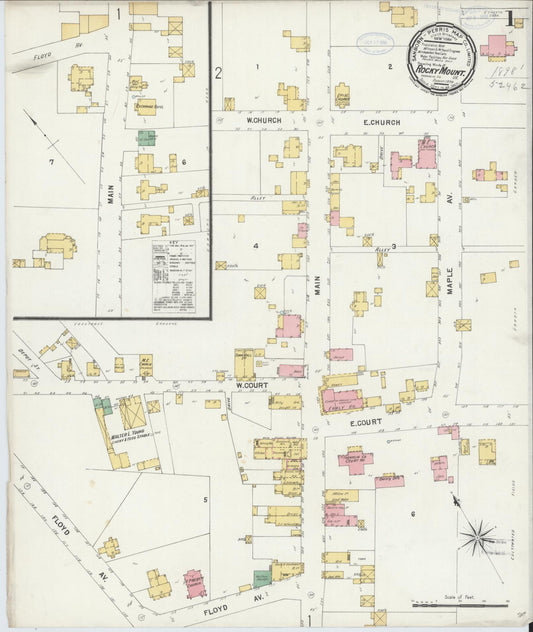 Sanborn Fire Insurance Map from Rocky Mount, Franklin County, Virginia. (1898) – Historic Sanborn Fire Insurance Map Print