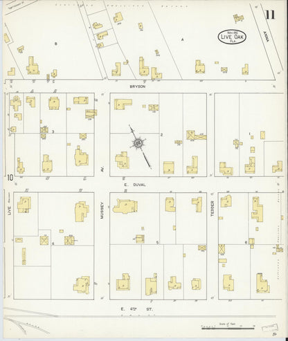 Sanborn Fire Insurance Map from Live Oak, Suwanee County, Florida (1912), Sheet #0011 - Complete Map Set gallery image, historic Sanborn map, vintage wall art, Florida Florida